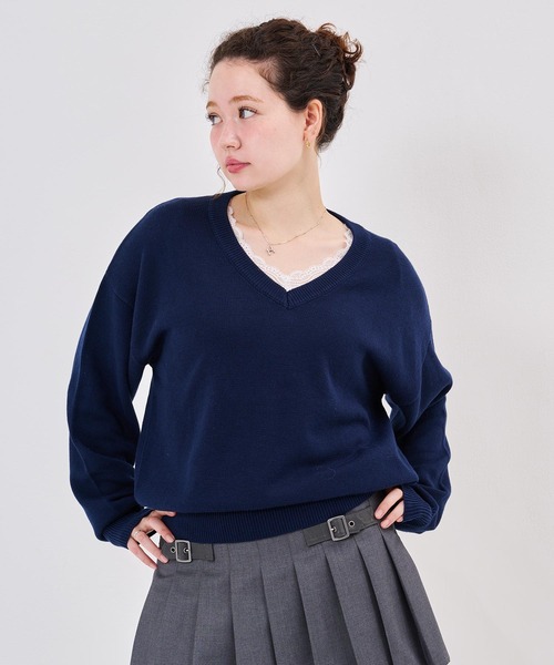 TINA:JOJUN(ティーナジョジュン)の「レース付き Vネック カットソー TINA:JOJUN(Tシャツ/カットソー・レディース・ピンク系その他/チャコール/ライトグリーン・M)」の13枚目の写真