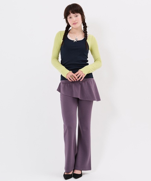 TINA:JOJUN(ティーナジョジュン)の「レース付き Vネック カットソー TINA:JOJUN(Tシャツ/カットソー・レディース・ピンク系その他/チャコール/ライトグリーン・M)」の20枚目の写真