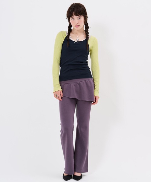 TINA:JOJUN(ティーナジョジュン)の「レース付き Vネック カットソー TINA:JOJUN(Tシャツ/カットソー・レディース・ピンク系その他/チャコール/ライトグリーン・M)」の21枚目の写真
