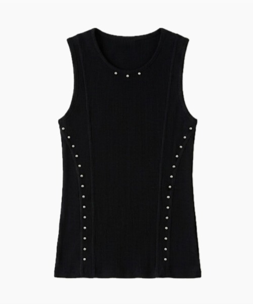 Chikashitsu +(チカシツプラス)の「【Chikashitsu +】studs rib sleeveless (2color) / 【チカシツプラス】スタッズリブタンクトップ(タンクトップ・メンズ・ホワイト/ブラック・ONE SIZE)」の16枚目の写真