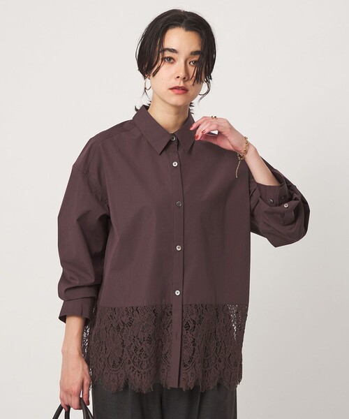 green label relaxing(グリーンレーベルリラクシング)の「レース ドッキング シャツ(シャツ/ブラウス・レディース・ホワイト/ブラック/ダークブラウン/ライトブルー・FREE)」の3枚目の写真