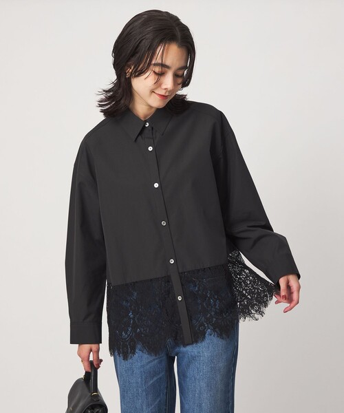 green label relaxing(グリーンレーベルリラクシング)の「レース ドッキング シャツ(シャツ/ブラウス・レディース・ホワイト/ブラック/ダークブラウン/ライトブルー・FREE)」の1枚目の写真