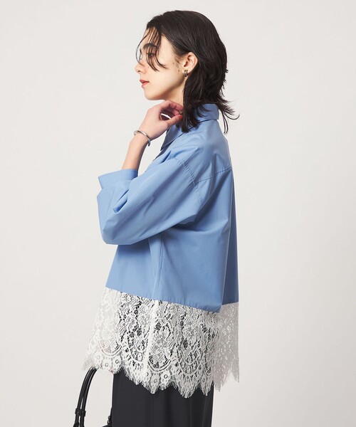 green label relaxing(グリーンレーベルリラクシング)の「レース ドッキング シャツ(シャツ/ブラウス・レディース・ホワイト/ブラック/ダークブラウン/ライトブルー・FREE)」の6枚目の写真