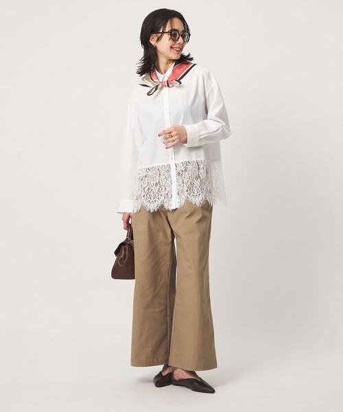 green label relaxing(グリーンレーベルリラクシング)の「レース ドッキング シャツ(シャツ/ブラウス・レディース・ホワイト/ブラック/ダークブラウン/ライトブルー・FREE)」の11枚目の写真