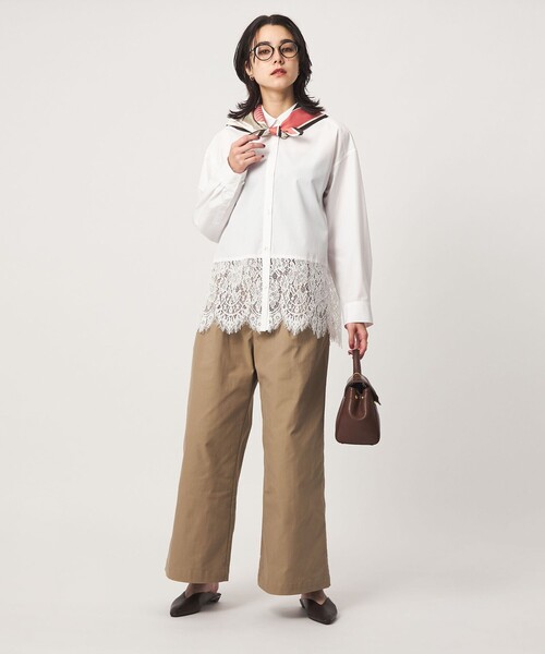 green label relaxing(グリーンレーベルリラクシング)の「レース ドッキング シャツ(シャツ/ブラウス・レディース・ホワイト/ブラック/ダークブラウン/ライトブルー・FREE)」の12枚目の写真