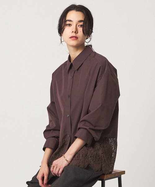 green label relaxing(グリーンレーベルリラクシング)の「レース ドッキング シャツ(シャツ/ブラウス・レディース・ホワイト/ブラック/ダークブラウン/ライトブルー・FREE)」の21枚目の写真