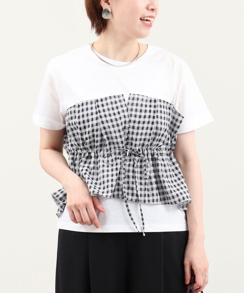MICO COULIER（ミコクリエ）の「シアーチェックビスチェ付きTシャツ（Tシャツ/カットソー・レディース・ホワイト系その他/ブラック・38）」の7枚目の写真