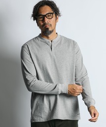 SILKY TOUCH SHIELD NECK L/S HENLEY TEE:シリコンバイオ加工 シールドネック ヘンリーロンT / 襟裏汚れ防止 / シルキータッチ / スムース天竺