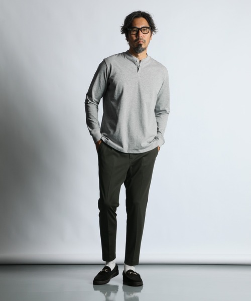 The DUFFER of ST.GEORGE(ザダファーオブセントジョージ)の「SILKY TOUCH SHIELD NECK L/S HENLEY TEE:シリコンバイオ加工 シールドネック ヘンリーロンT / 襟裏汚れ防止 / シルキータッチ / スムース天竺(Tシャツ/カットソー・メンズ・グレー/ホワイト/ブルーグレー/ブラック・X-LARGE/SMALL/MEDIUM/LARGE)」の10枚目の写真