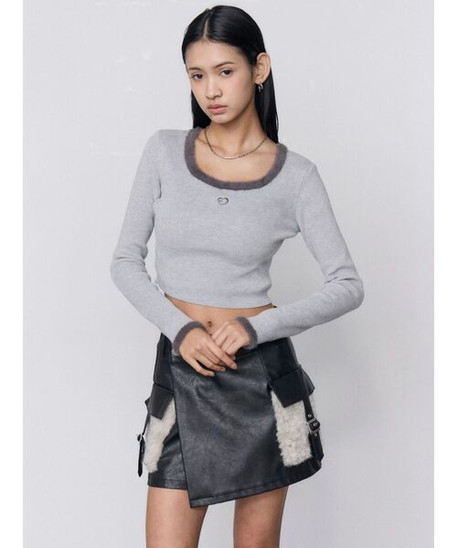 EMODA(エモダ)の「FAUXファーポケットラップスカート(スカート・レディース・グレー/ブラウン/ブラック・MEDIUM/SMALL)」の11枚目の写真