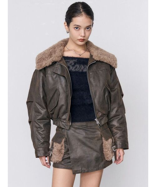 EMODA(エモダ)の「FAUXファーポケットラップスカート(スカート・レディース・グレー/ブラウン/ブラック・MEDIUM/SMALL)」の15枚目の写真