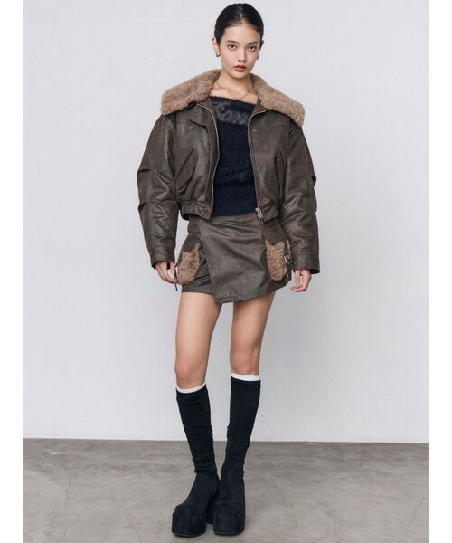 EMODA(エモダ)の「FAUXファーポケットラップスカート(スカート・レディース・グレー/ブラウン/ブラック・MEDIUM/SMALL)」の18枚目の写真