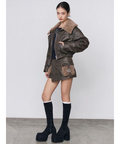 EMODA(エモダ)の「FAUXファーポケットラップスカート(スカート・レディース・グレー/ブラウン/ブラック・MEDIUM/SMALL)」の19枚目の写真