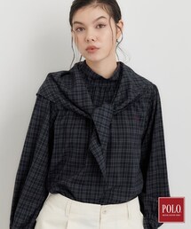 POLO BCS/チェックスカーフ付きブラウス