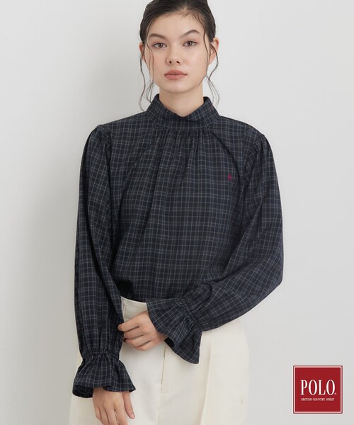 POLO BCS（ポロ ビーシーエス）の「POLO BCS/チェックスカーフ付きブラウス（シャツ/ブラウス・レディース・ダークブラウン系1/ネイビー系1・12/13）」の10枚目の写真