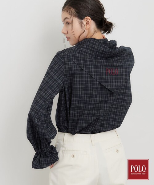 POLO BCS（ポロ ビーシーエス）の「POLO BCS/チェックスカーフ付きブラウス（シャツ/ブラウス・レディース・ダークブラウン系1/ネイビー系1・12/13）」の11枚目の写真