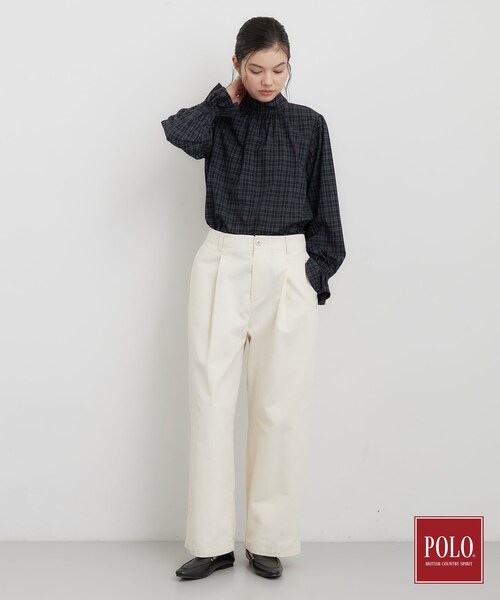 POLO BCS（ポロ ビーシーエス）の「POLO BCS/チェックスカーフ付きブラウス（シャツ/ブラウス・レディース・ダークブラウン系1/ネイビー系1・12/13）」の12枚目の写真