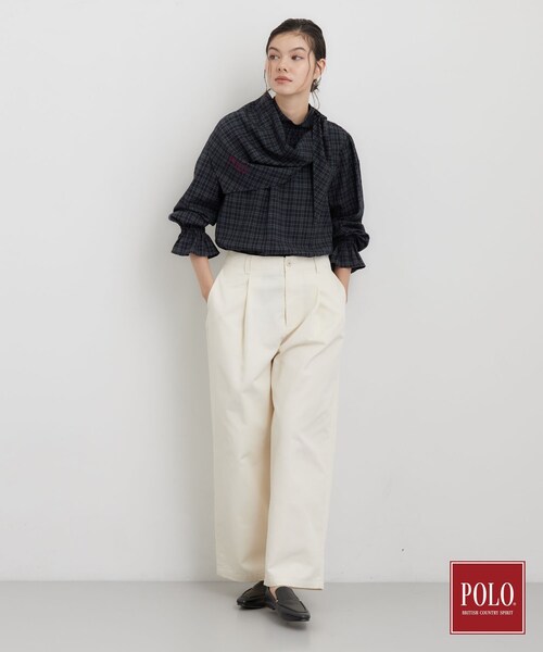 POLO BCS（ポロ ビーシーエス）の「POLO BCS/チェックスカーフ付きブラウス（シャツ/ブラウス・レディース・ダークブラウン系1/ネイビー系1・12/13）」の13枚目の写真