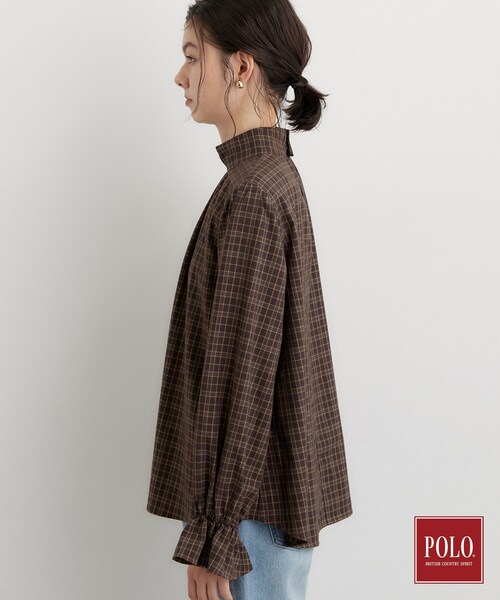 POLO BCS（ポロ ビーシーエス）の「POLO BCS/チェックスカーフ付きブラウス（シャツ/ブラウス・レディース・ダークブラウン系1/ネイビー系1・12/13）」の17枚目の写真
