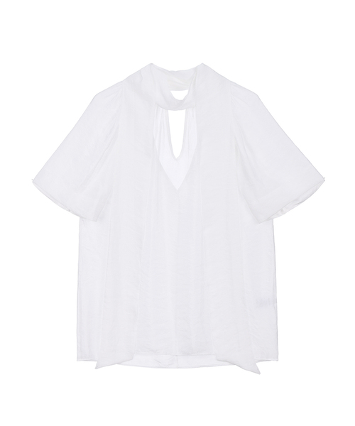 PROJECT WAVE(プロジェクトウェーブ)の「Reset Tie Blouse (3COLOR)(Tシャツ/カットソー・レディース・ライトグレー/アイボリー/ブラック・FREE)」の1枚目の写真