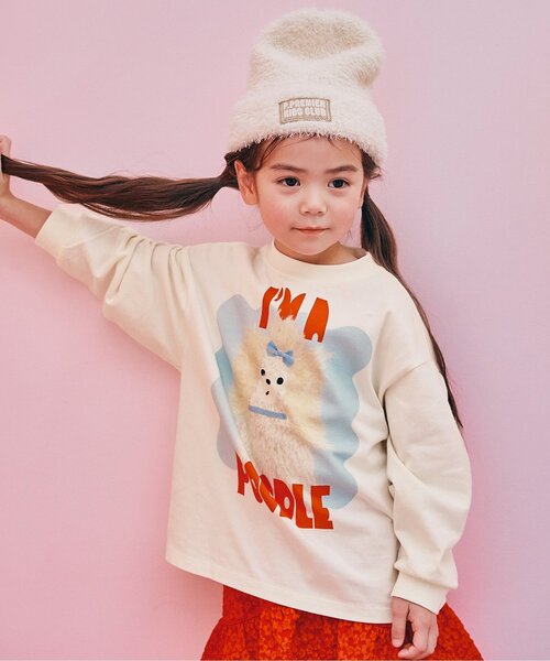 p.premier(ピードットプルミエ)の「レトロぬいフォトプリントロンT(Tシャツ/カットソー・キッズ・マスタード/オフホワイト/レッド/グレー・130/140/90/80/120/100/110)」の2枚目の写真