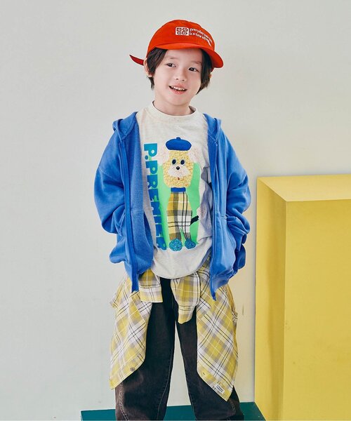 p.premier(ピードットプルミエ)の「レトロぬいフォトプリントロンT(Tシャツ/カットソー・キッズ・マスタード/オフホワイト/レッド/グレー・130/140/90/80/120/100/110)」の7枚目の写真