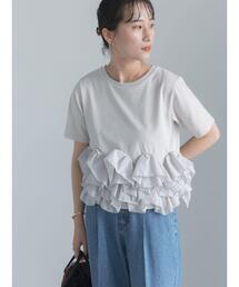 ナイロンフリルドッキングTシャツ
