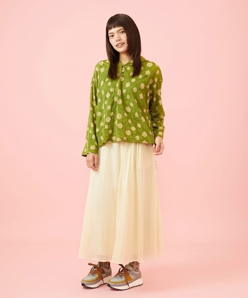 Jocomomola(ホコモモラ)の「【日本製】配色ドットジャカードフード付きカットソー(Tシャツ/カットソー・レディース・ブラック/グリーン・40)」の14枚目の写真