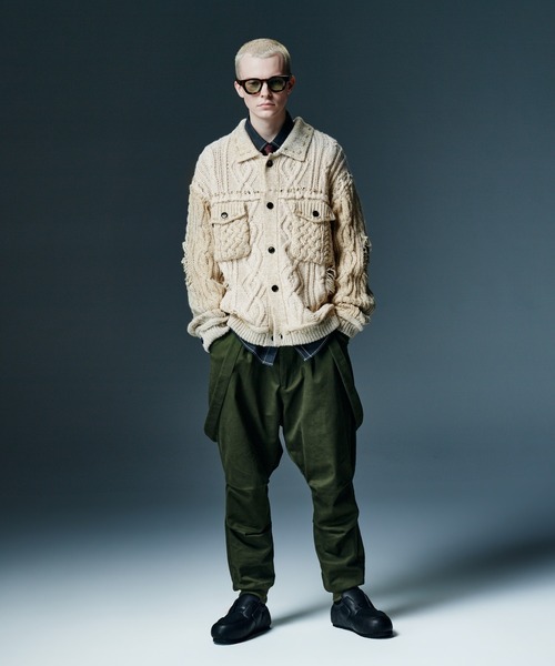 glamb(グラム)の「Damage Knit Jacket / ダメージニットジャケット(ブルゾン・メンズ・アイボリー/ブラック・S/M/L)」の7枚目の写真