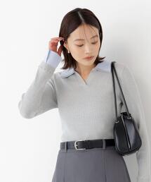 ダブルカラーリブニット