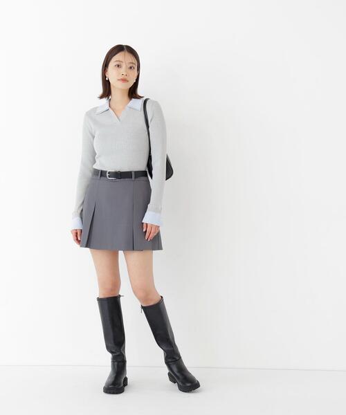 NATURAL BEAUTY BASIC(ナチュラルビューティーベーシック)の「ダブルカラーリブニット(ニット/セーター・レディース・グレー系その他/ブラウン系その他/ネイビー系・FREE)」の4枚目の写真