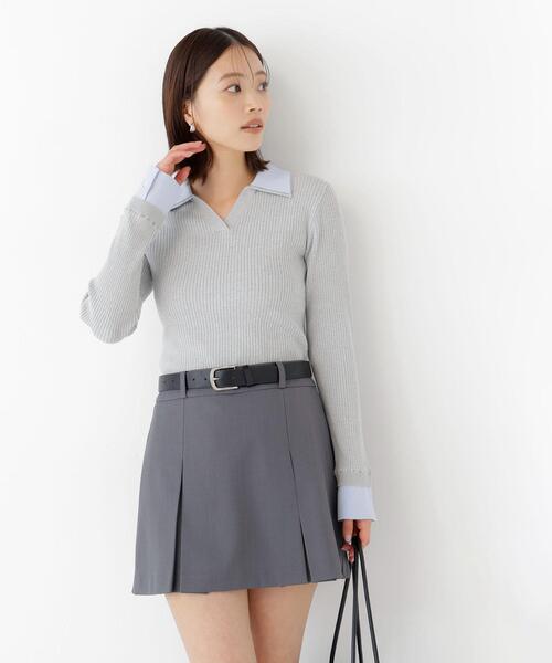 NATURAL BEAUTY BASIC(ナチュラルビューティーベーシック)の「ダブルカラーリブニット(ニット/セーター・レディース・グレー系その他/ブラウン系その他/ネイビー系・FREE)」の5枚目の写真