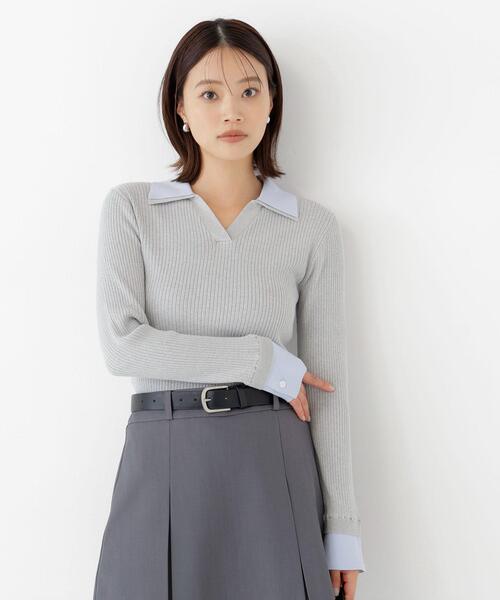NATURAL BEAUTY BASIC(ナチュラルビューティーベーシック)の「ダブルカラーリブニット(ニット/セーター・レディース・グレー系その他/ブラウン系その他/ネイビー系・FREE)」の7枚目の写真