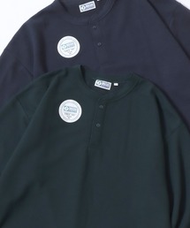 DISCUS/ディスカス ワッフル/サーマル 無地 ヘンリーネック 長袖Tシャツ/ロンT/レディース メンズ