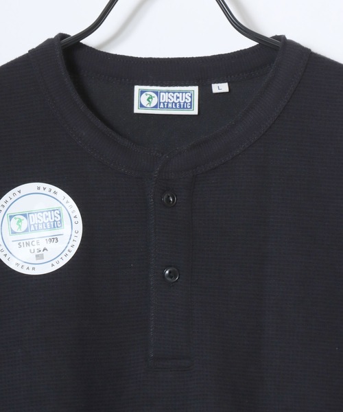 DISCUS(ディスカス)の「DISCUS/ディスカス ワッフル/サーマル 無地 ヘンリーネック 長袖Tシャツ/ロンT/レディース メンズ(Tシャツ/カットソー・メンズ・ホワイト/ダークグリーン/ネイビー/ブラック・XL/L/M)」の12枚目の写真