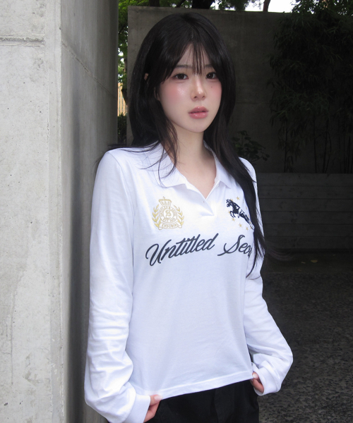 UNTITLED SEOUL(アンタイトル ソウル)の「アンタイトルクレストポロロングスリーブホワイト(ポロシャツ・レディース・その他・LARGE/MEDIUM/SMALL)」の1枚目の写真