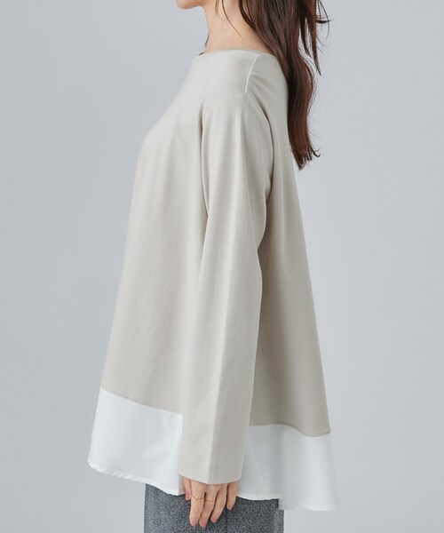 SHOO・LA・RUE(シューラルー)の「【S-LL/体型カバー】すっぽり隠れる 裾切り替えAライン長袖ゆるトップス(Tシャツ/カットソー・レディース・チャコール/ベージュ系その他7/ピンク系/ブラック・03/02/04/01)」の22枚目の写真