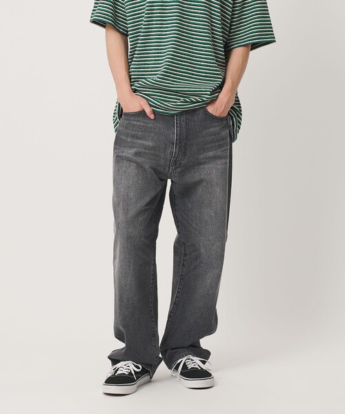 NICE WEATHER(ナイスウェザー)の「<NICE WEATHER>5P ストレートデニムパンツ(デニムパンツ・メンズ・ブラック/ネイビー・L/M/XS/S)」の1枚目の写真