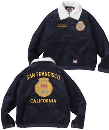 BEN DAVIS/ベンデイビス REMOVAL BOA COLLAR RANCH JACKET/オーバーサイズ コーデュロイ デニム 襟ボア ワッペン刺繍 ランチジャケット/ワークジャケット/中綿ジャケット/レディース メンズ