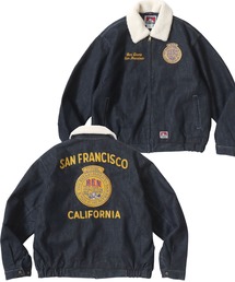 BEN DAVIS/ベンデイビス REMOVAL BOA COLLAR RANCH JACKET/オーバーサイズ コーデュロイ デニム 襟ボア ワッペン刺繍 ランチジャケット/ワークジャケット/中綿ジャケット/レディース メンズ