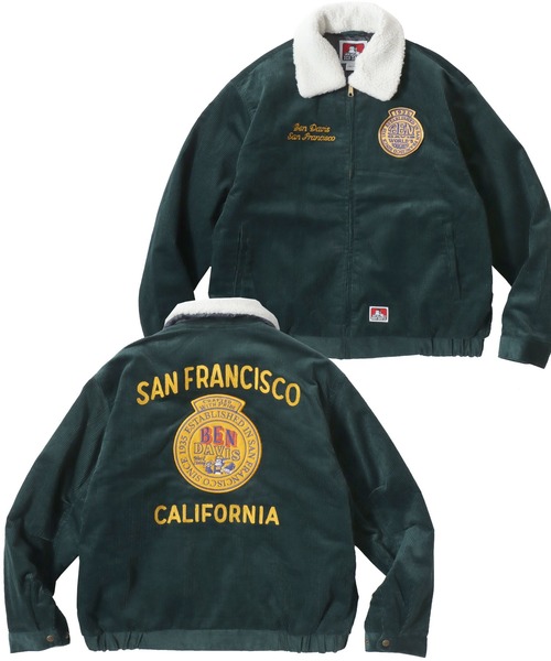 BEN DAVIS（ベンデイビス）の「BEN DAVIS/ベンデイビス REMOVAL BOA COLLAR RANCH JACKET/オーバーサイズ コーデュロイ デニム 襟ボア ワッペン刺繍 ランチジャケット/ワークジャケット/中綿ジャケット/レディース メンズ（ブルゾン・メンズ・ネイビー/ダークグリーン/ブラウン/インディゴブルー・XL/L/M）」の2枚目の写真