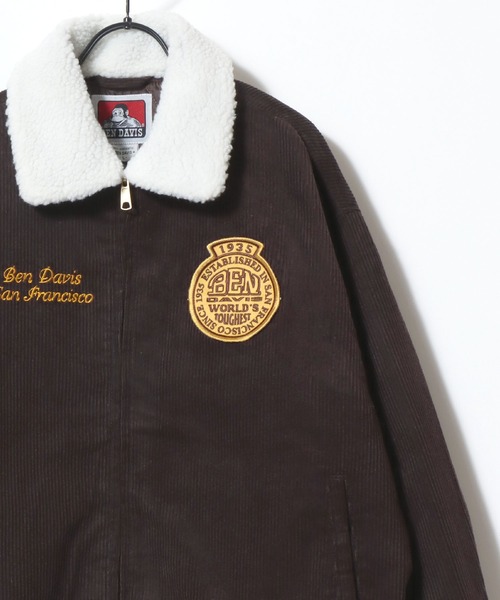 BEN DAVIS（ベンデイビス）の「BEN DAVIS/ベンデイビス REMOVAL BOA COLLAR RANCH JACKET/オーバーサイズ コーデュロイ デニム 襟ボア ワッペン刺繍 ランチジャケット/ワークジャケット/中綿ジャケット/レディース メンズ（ブルゾン・メンズ・ネイビー/ダークグリーン/ブラウン/インディゴブルー・XL/L/M）」の5枚目の写真
