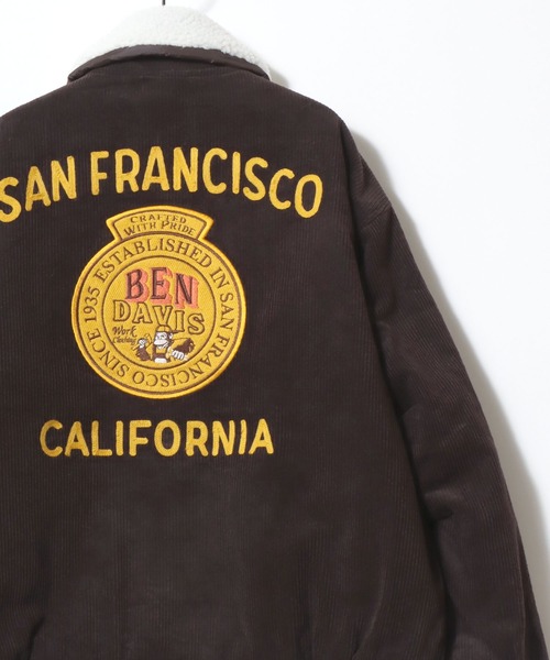 BEN DAVIS（ベンデイビス）の「BEN DAVIS/ベンデイビス REMOVAL BOA COLLAR RANCH JACKET/オーバーサイズ コーデュロイ デニム 襟ボア ワッペン刺繍 ランチジャケット/ワークジャケット/中綿ジャケット/レディース メンズ（ブルゾン・メンズ・ネイビー/ダークグリーン/ブラウン/インディゴブルー・XL/L/M）」の6枚目の写真