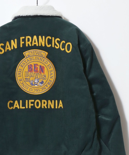 BEN DAVIS（ベンデイビス）の「BEN DAVIS/ベンデイビス REMOVAL BOA COLLAR RANCH JACKET/オーバーサイズ コーデュロイ デニム 襟ボア ワッペン刺繍 ランチジャケット/ワークジャケット/中綿ジャケット/レディース メンズ（ブルゾン・メンズ・ネイビー/ダークグリーン/ブラウン/インディゴブルー・XL/L/M）」の8枚目の写真