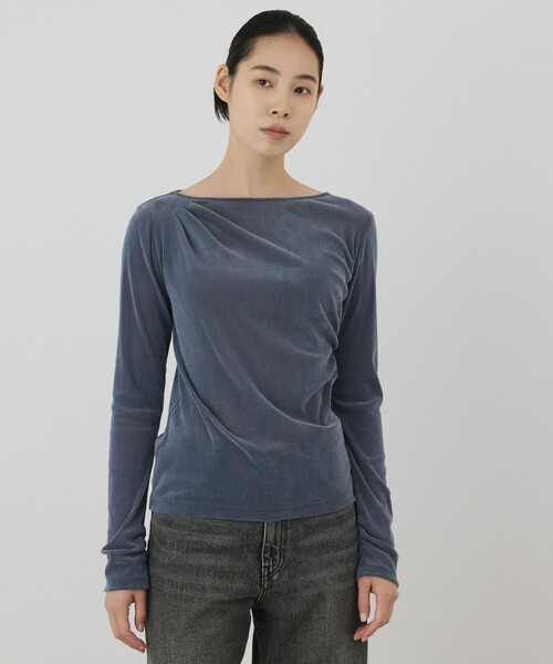 Diagram(ダイアグラム)の「フロッキードレープトップス(Tシャツ/カットソー・レディース・ホワイト/ブラック/ブルー/ブラウン・36)」の4枚目の写真