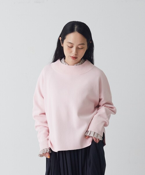 conges payes ADIEU TRISTESSE(コンジェ ペイエ アデュートリステス)の「コットンミラノリブモックネックプルオーバー(ニット/セーター・レディース・ピンク/キャメル/パープル・FREE)」の4枚目の写真