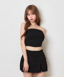 ベアトップ ミニスカート 韓国風 セットアップ