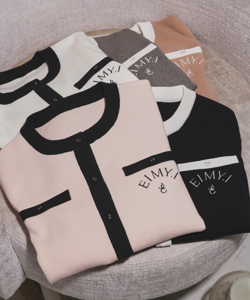 EIMY ISTOIRE(エイミーイストワール)の「EIMY BI-COLOR CARDIGAN(カーディガン/ボレロ・レディース・グレー/ブラック/ライトピンク/ベージュ/ホワイト・FREE)」の7枚目の写真