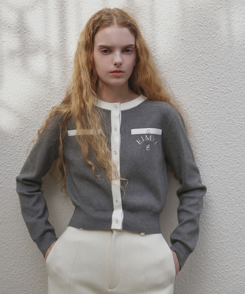 EIMY ISTOIRE(エイミーイストワール)の「EIMY BI-COLOR CARDIGAN(カーディガン/ボレロ・レディース・グレー/ブラック/ライトピンク/ベージュ/ホワイト・FREE)」の9枚目の写真
