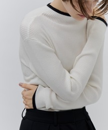Bicolor Bottle Neck Rib Knit / バイカラーボトルネックリブニット